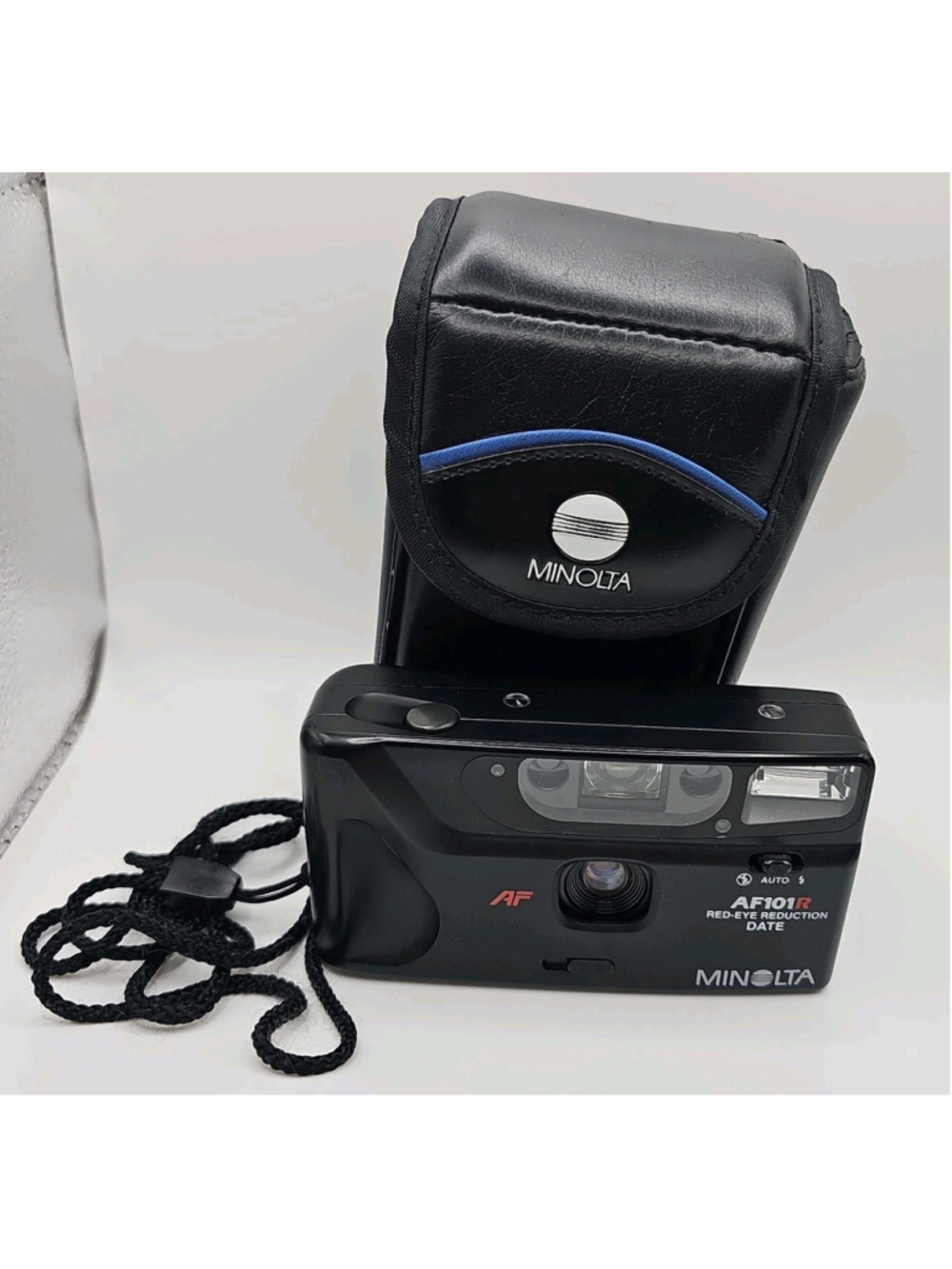 Minolta AF101R 35mm Film Camera Red Eye Reduction Date w/ Case Tested & Working